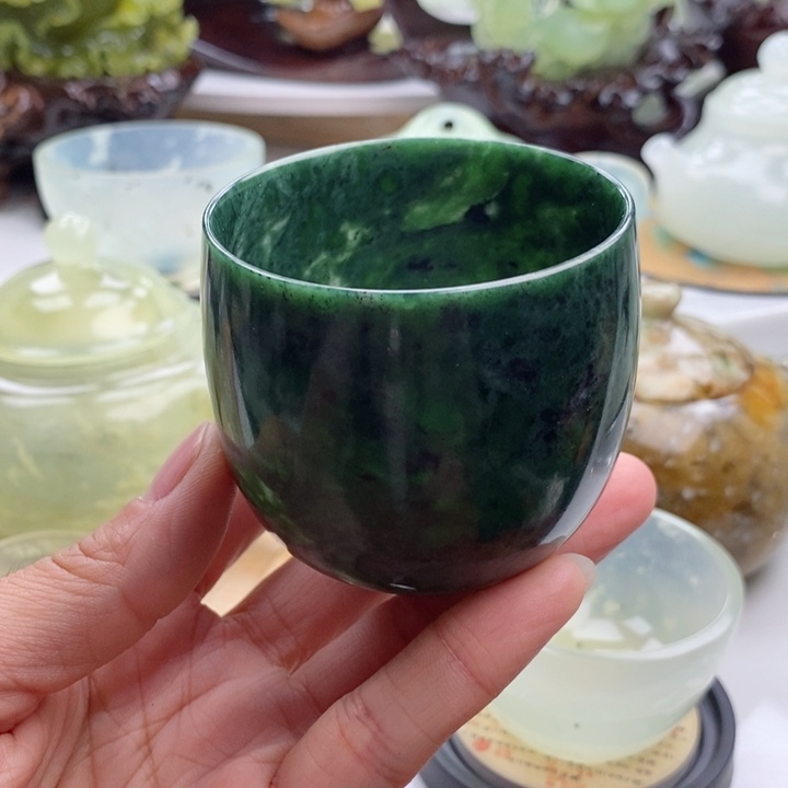 岫玉四大名玉茶杯120c c未镶嵌