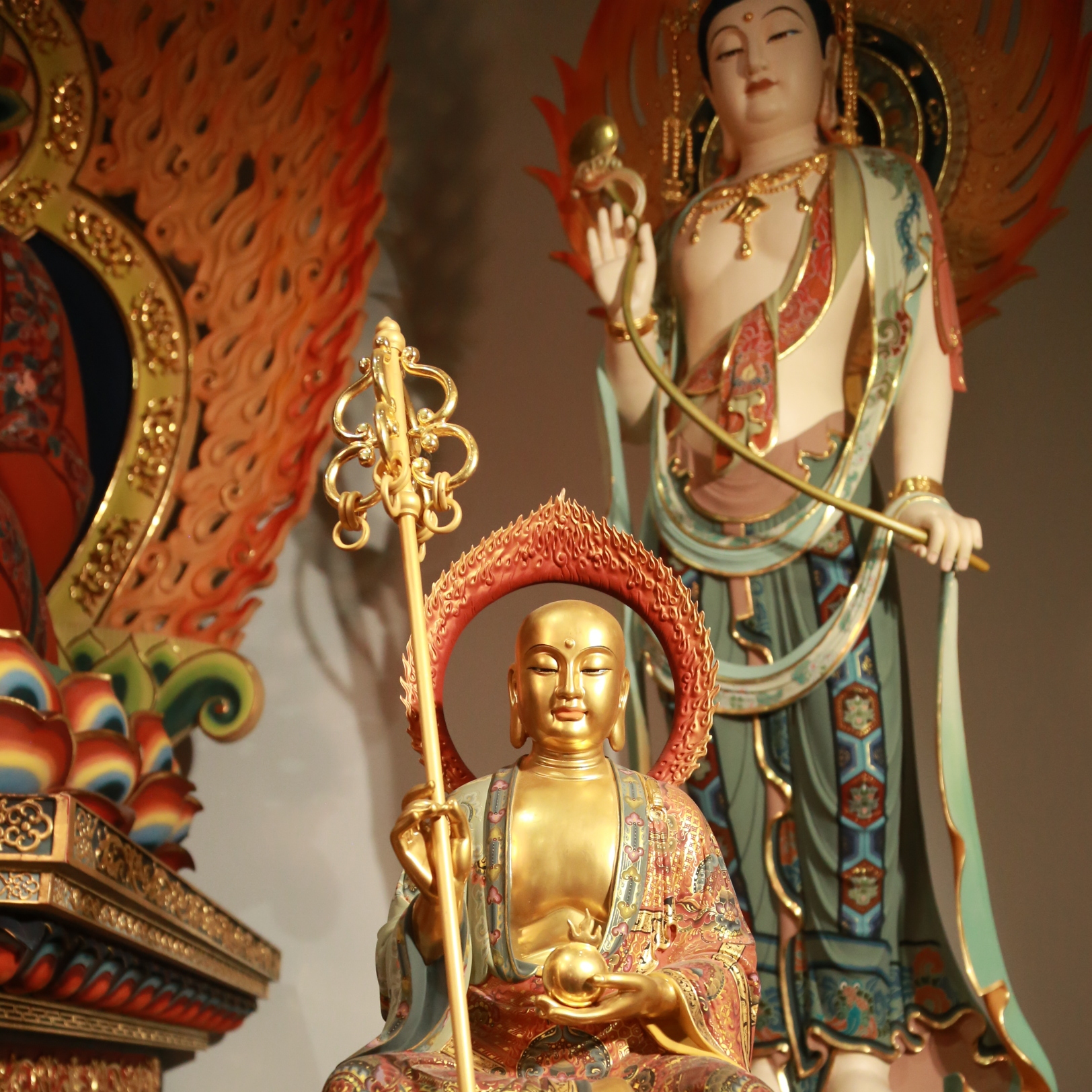 地藏王彩绘家居手工供奉摆件摆设玄关