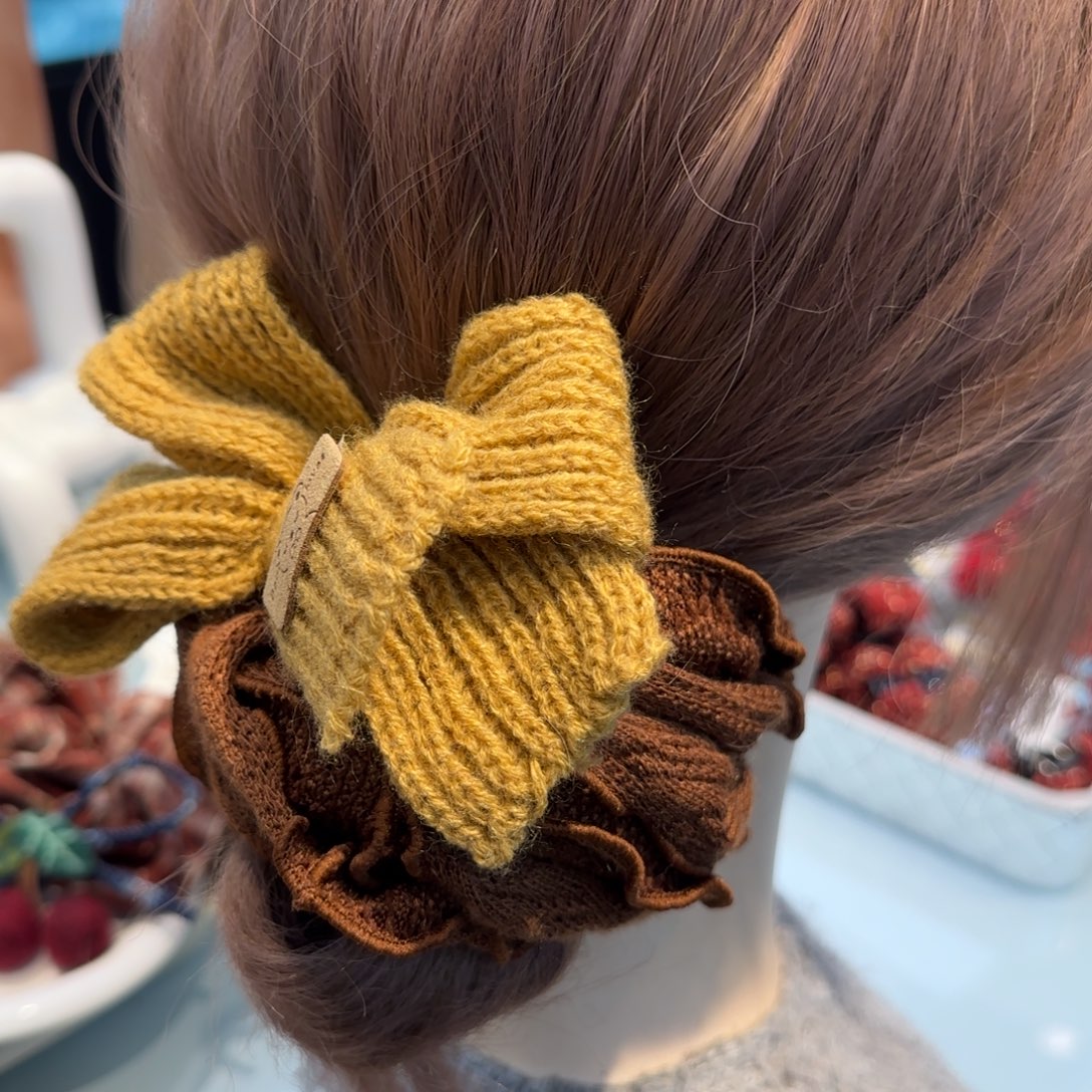 布艺铁合金黄色蝴蝶结发圈