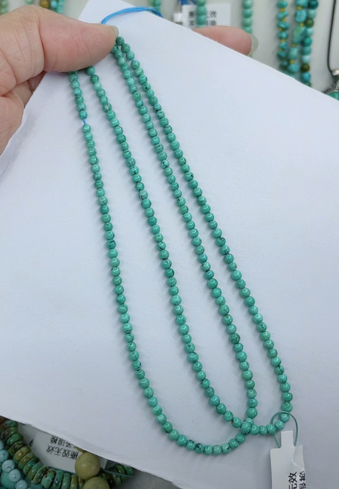 天然原矿绿松石米珠链