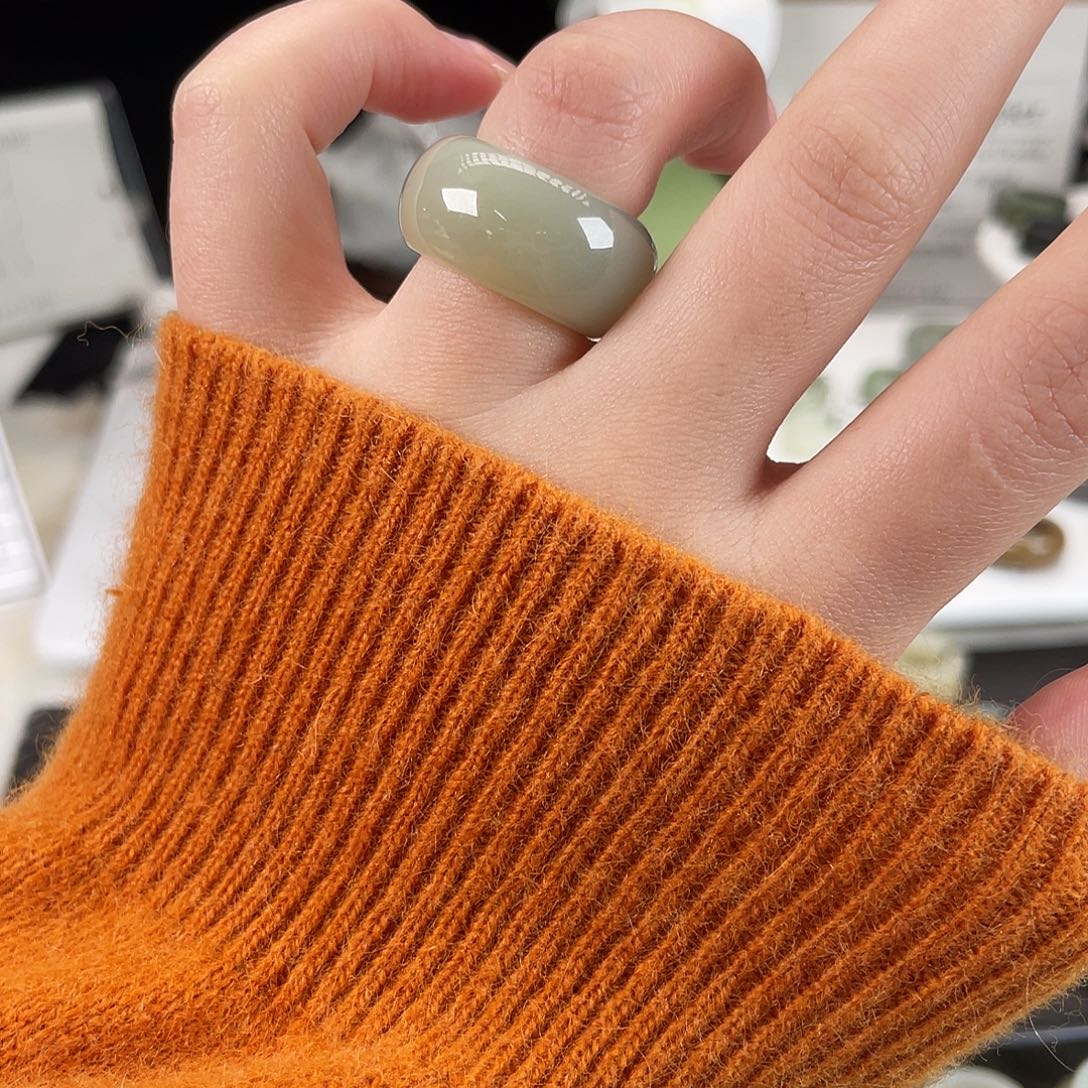 和田玉未镶嵌戒指h3奶蓝墩墩16.4不退换