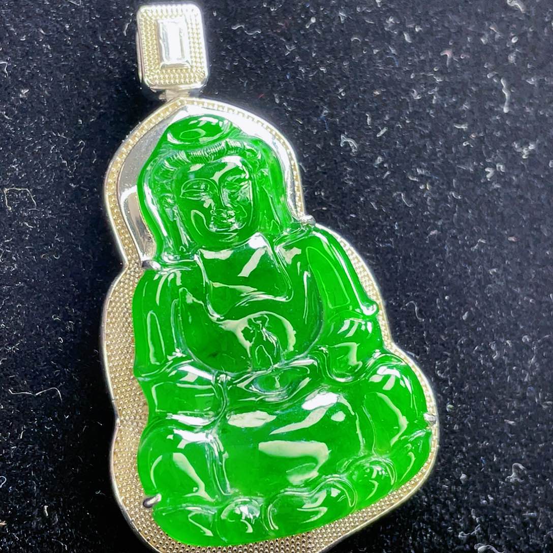 翡翠吊坠(不含链)银S925镶嵌