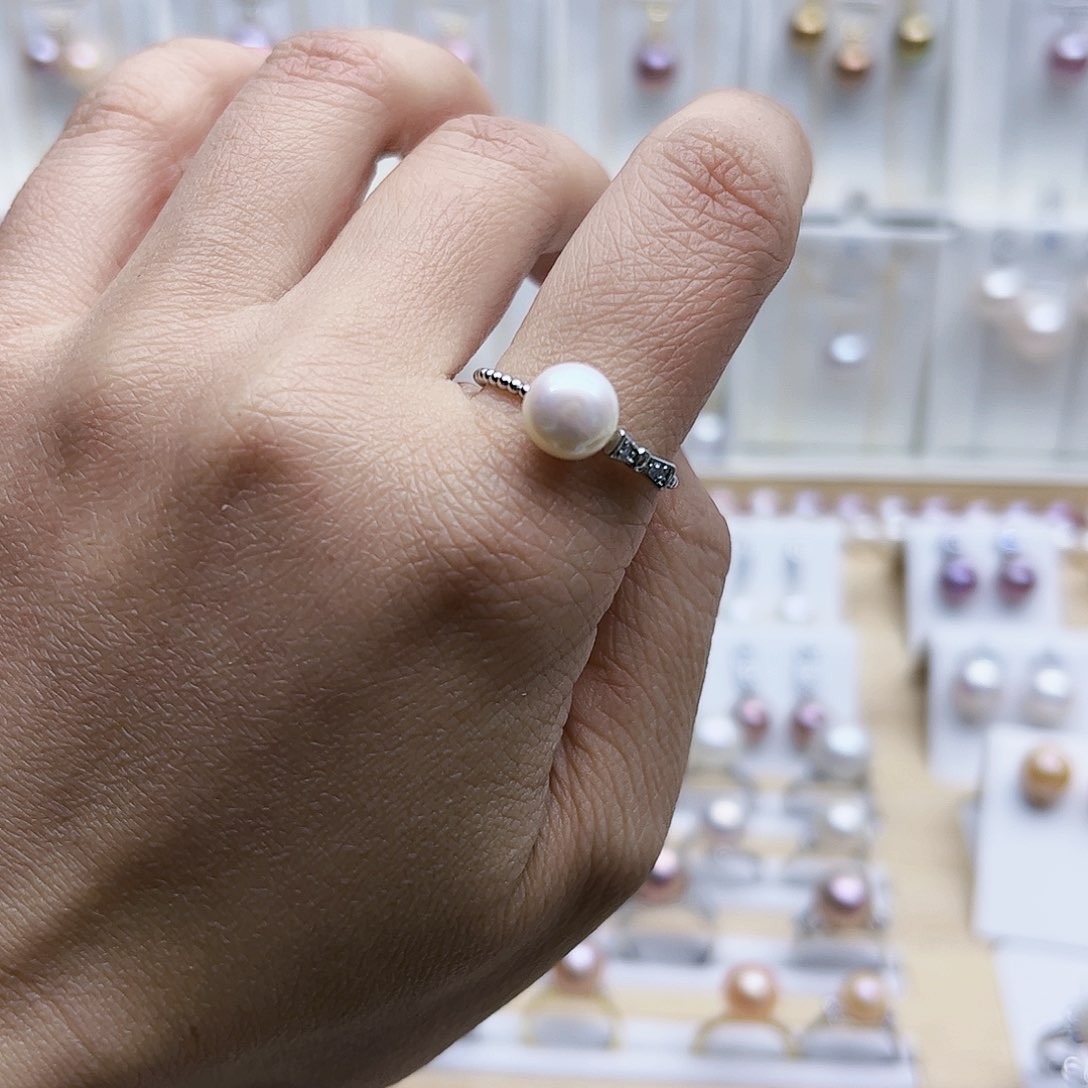 淡水珍珠戒指合金