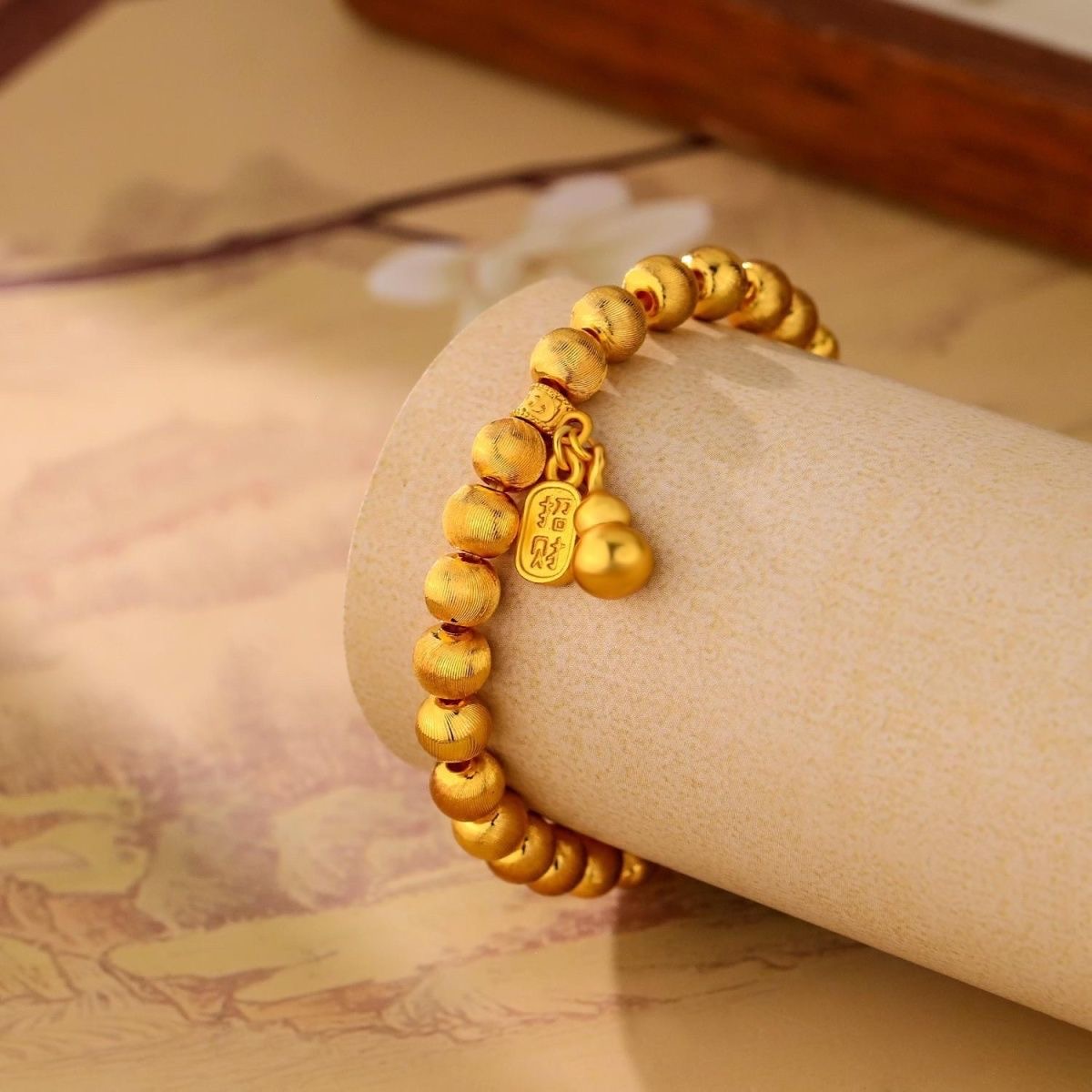 钨合金手链 商务风金色男女通用两世欢女款气质光面JG-3076手链