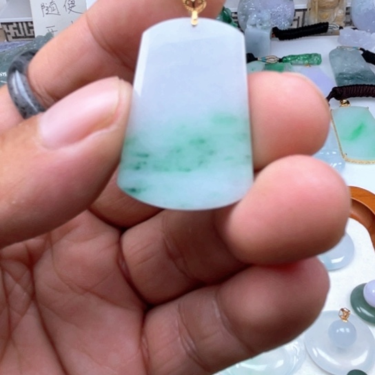 翡翠未镶嵌发饰翡翠冰无事牌