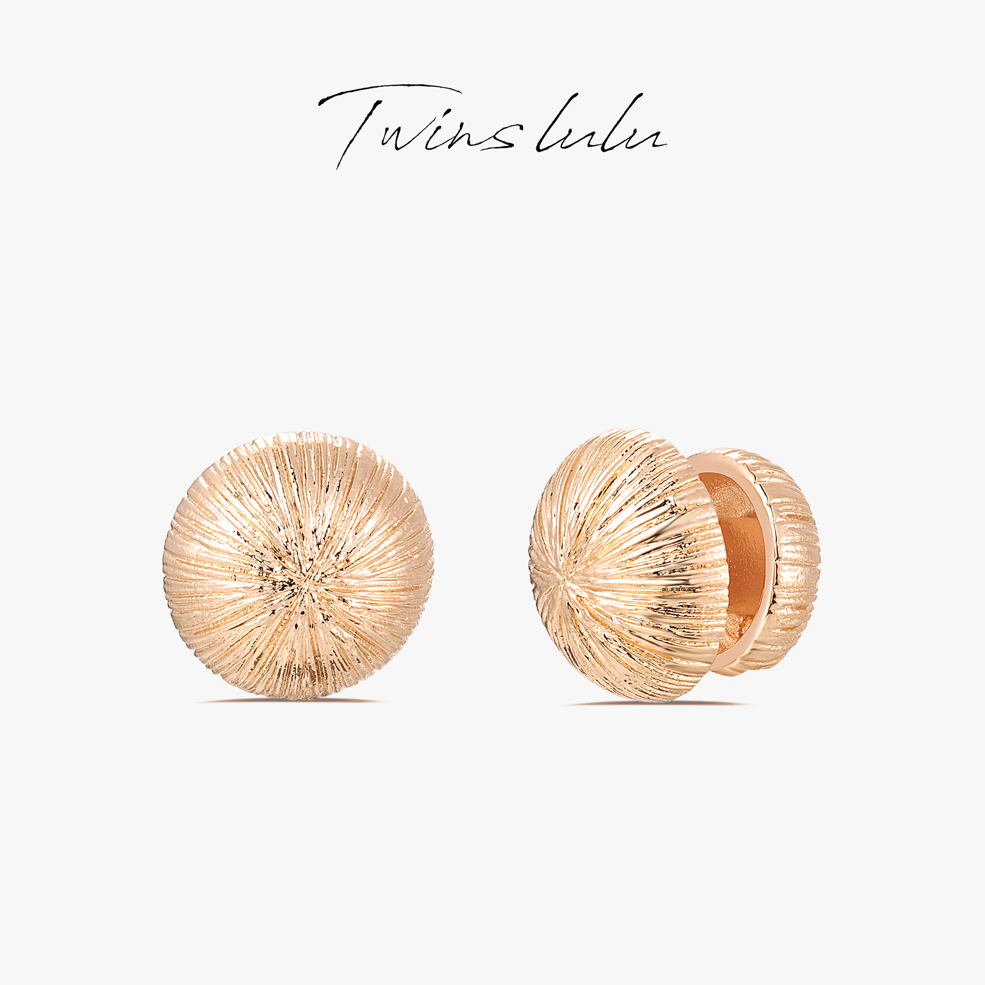TWINS LULU镀K金新年款气质精致纹理圆形耳环首饰新年款TSL1500