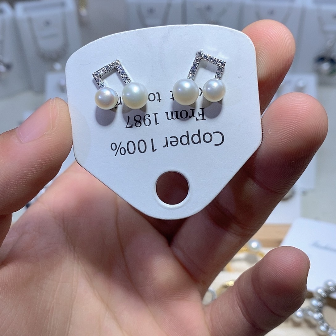 耳饰淡水珍珠银S925镶嵌