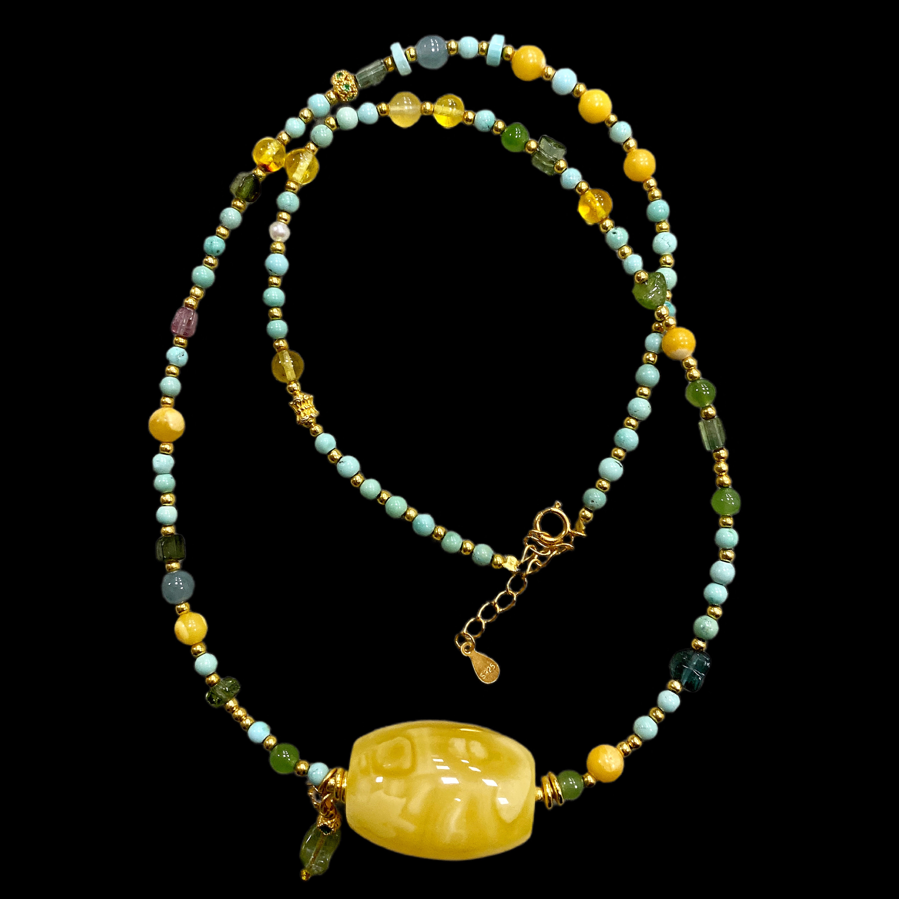 N0752松石蜜蜡项链 多样性发一