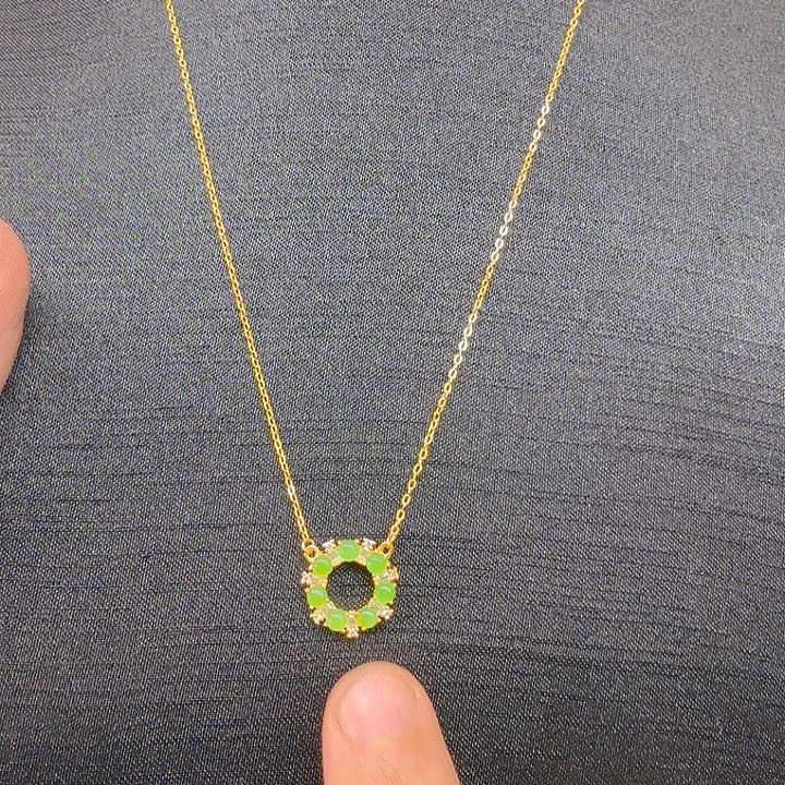 和田玉（碧玉）颈饰银S925镀金镶嵌