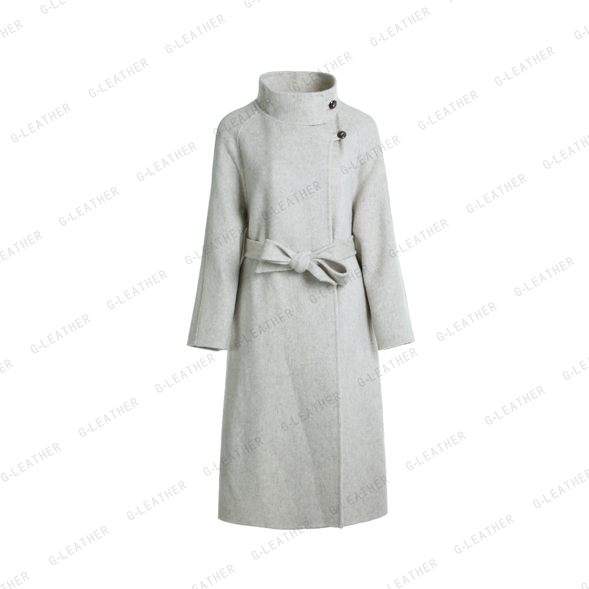 革美 大衣设计感立领长款呢子外套MND81297