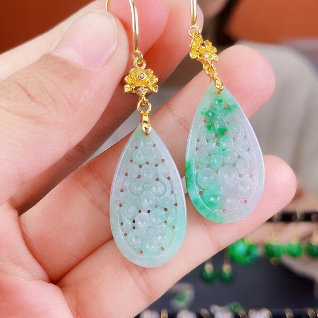 翡翠未镶嵌耳饰饰品