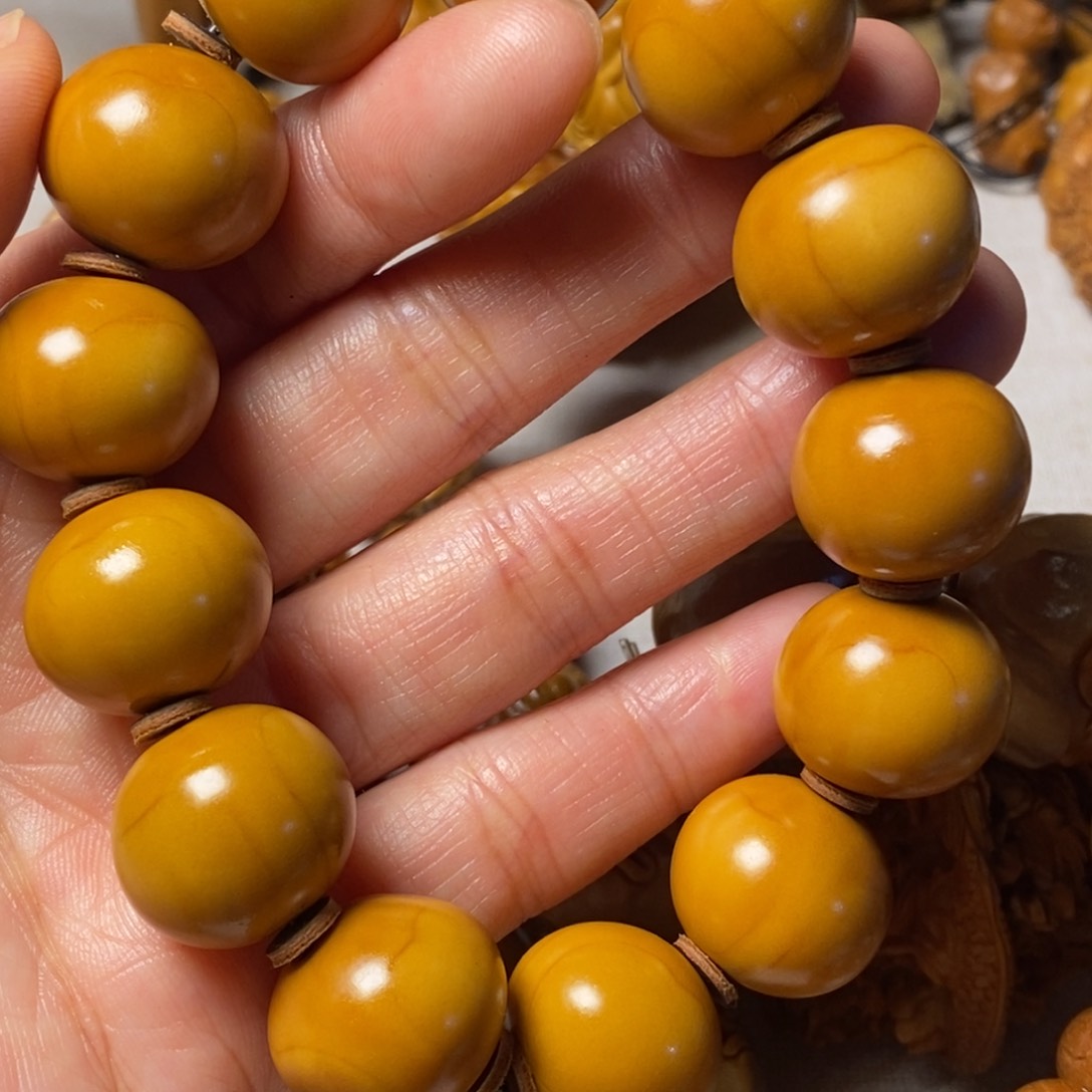 橄榄核手串/手链苹果园光珠筋线明显