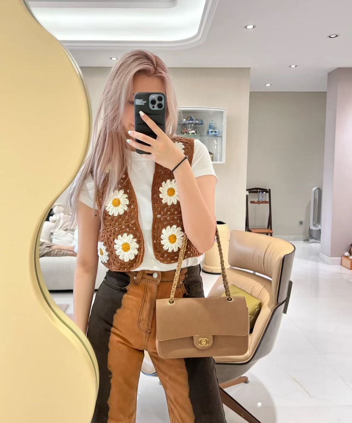 95新 Chanel/香奈儿 展会外场！奶茶色荔枝纹cf包 23开