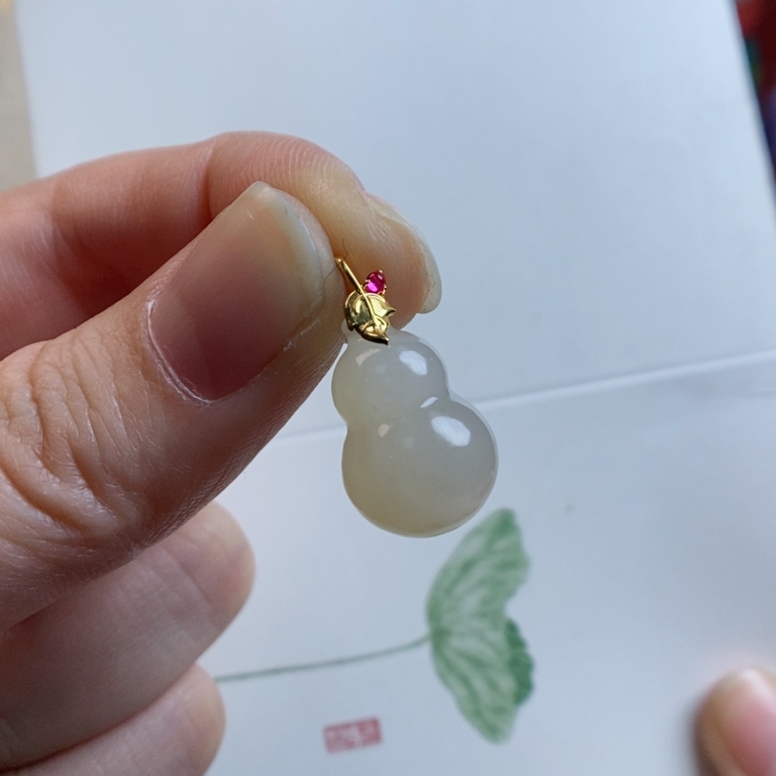 和田玉手链18K金镶嵌冬**侠藕粉