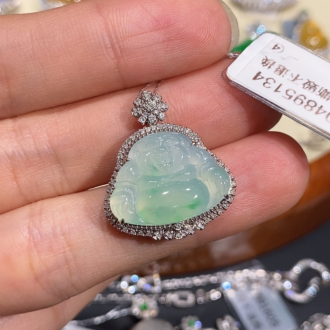 翡翠颈饰18K金镶嵌吊坠18k