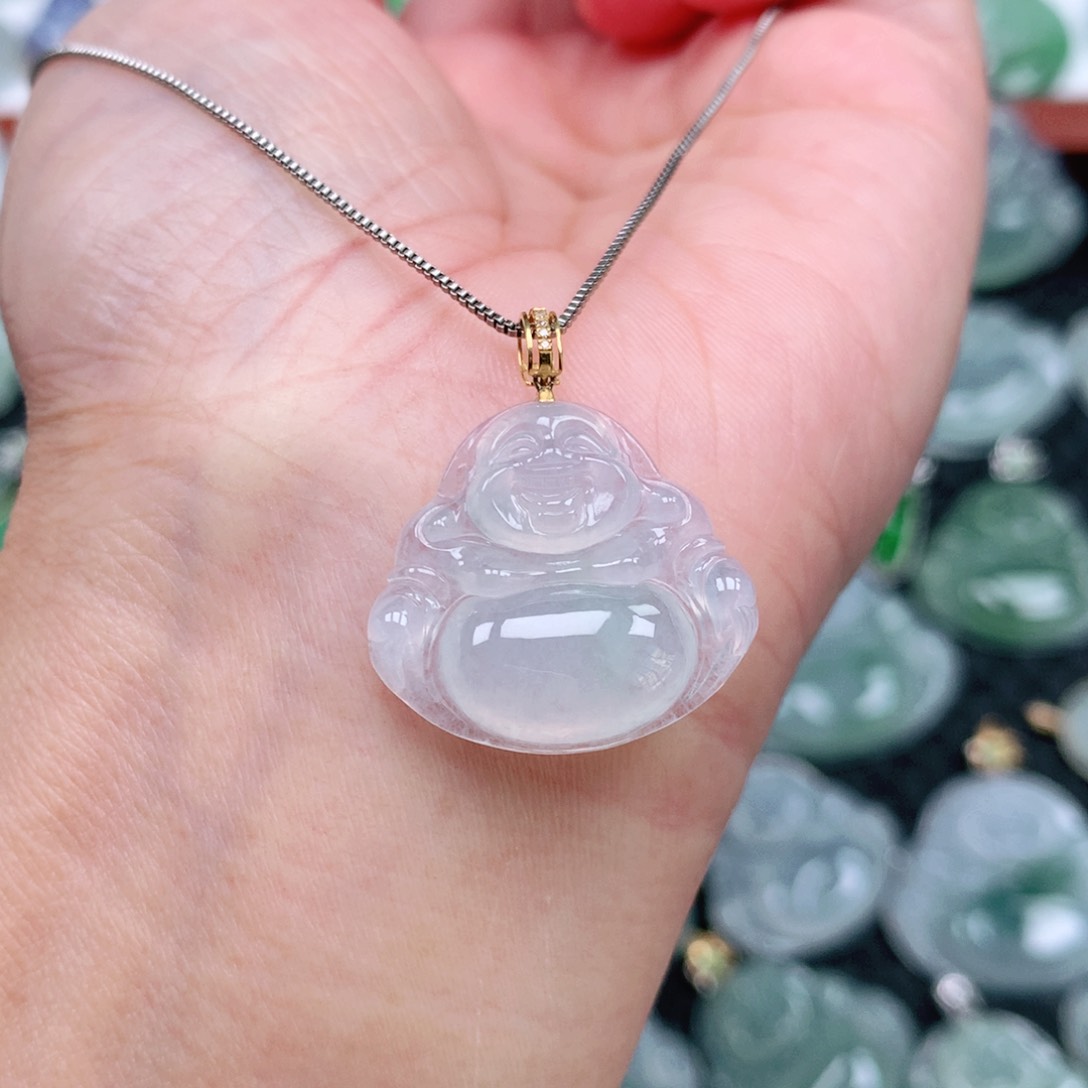 翡翠吊坠(不含链)18K金镶嵌鱼*