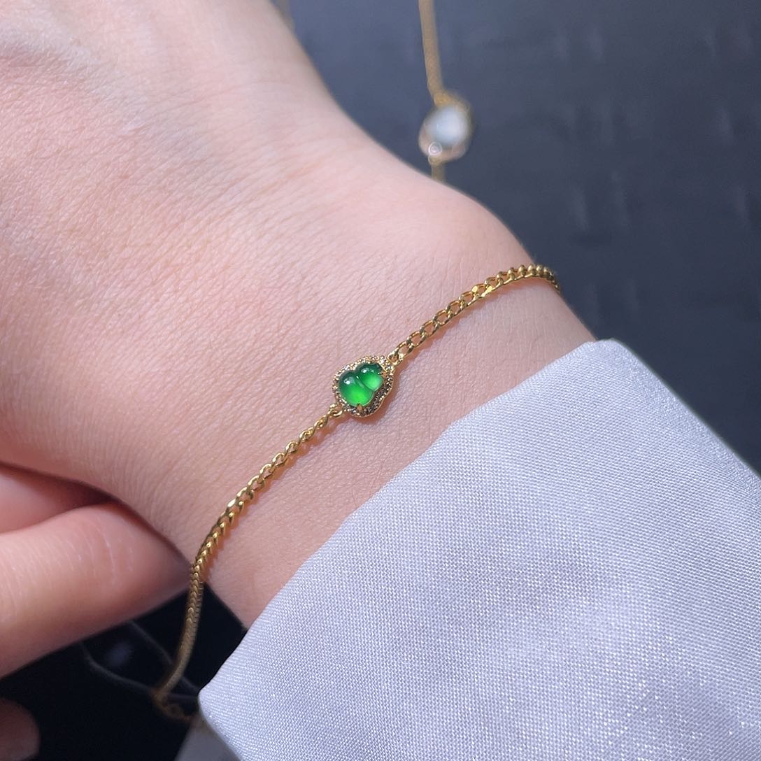 18K金镶嵌翡翠手链晓*啊手链