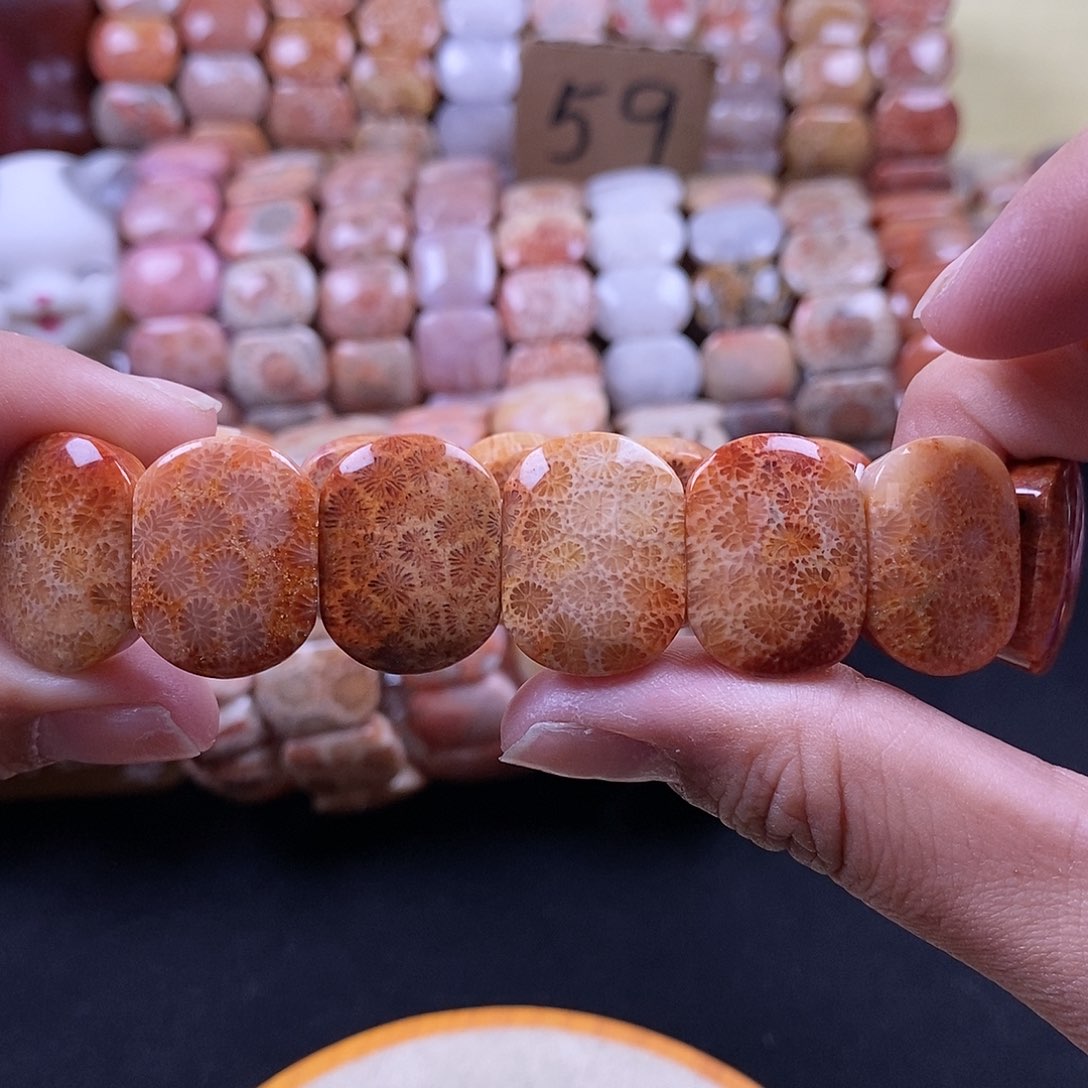 硅化珊瑚（珊瑚玉）手牌未镶嵌58