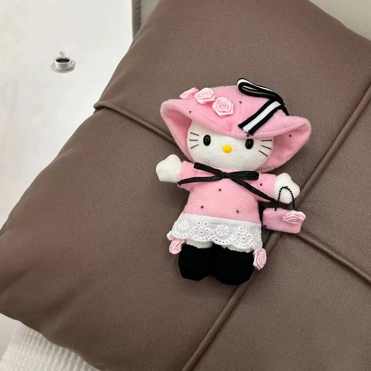 【宝藏库】中古限定款粉色名媛玫瑰礼帽kitty挂件