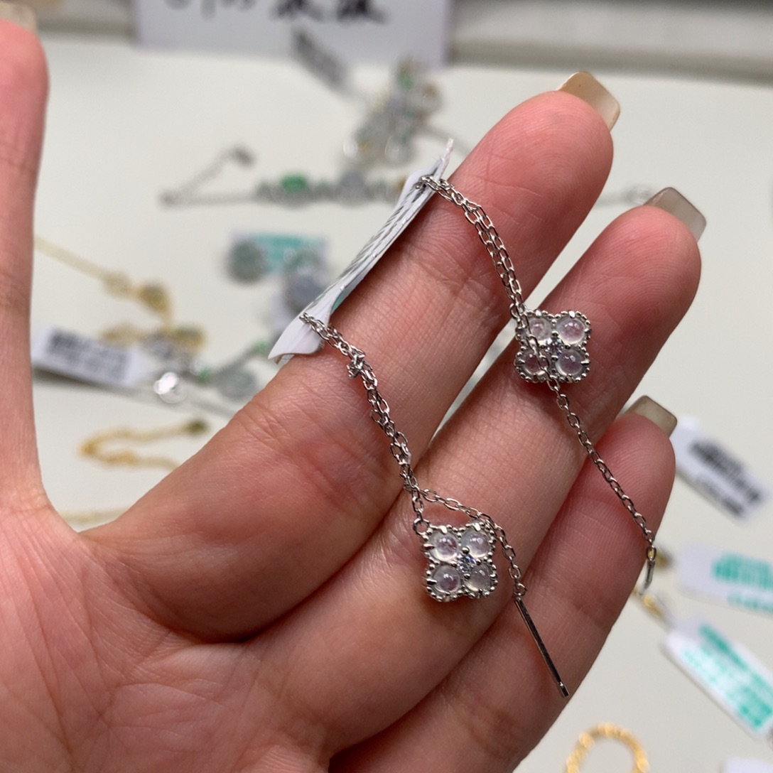 翡翠银S925镶嵌颈饰耳钉