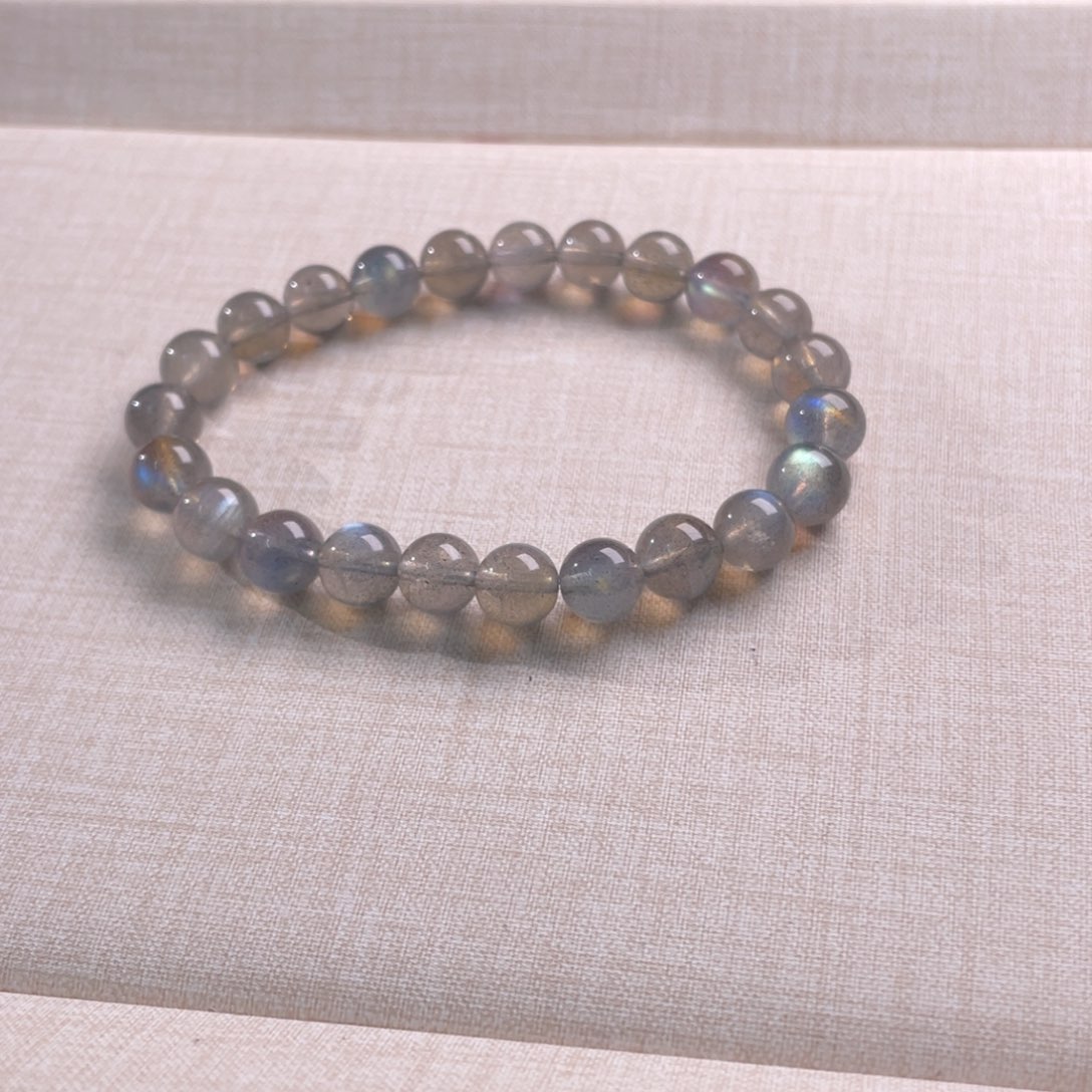 手链未镶嵌拉长石灰月光手串卡8mm