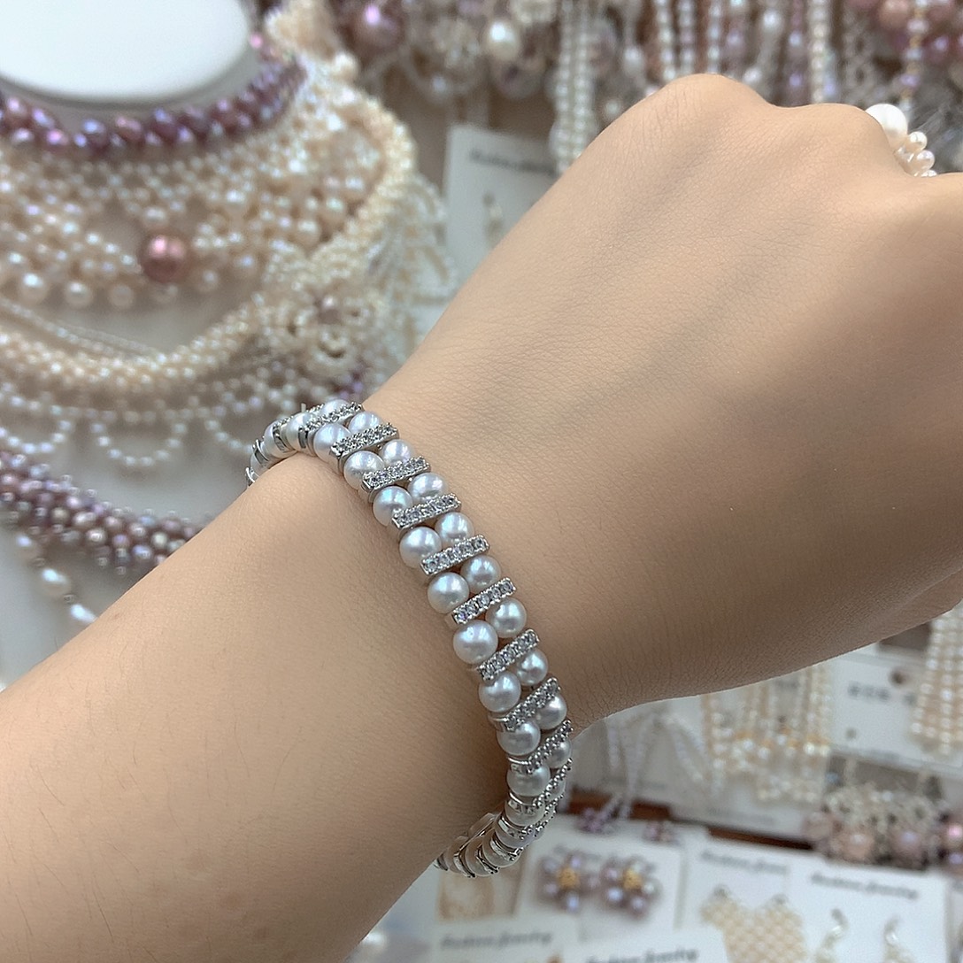 淡水珍珠耳饰银S925镶嵌