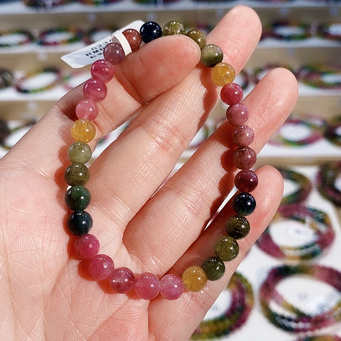 碧玺手链未镶嵌G2361素圈颜色微差