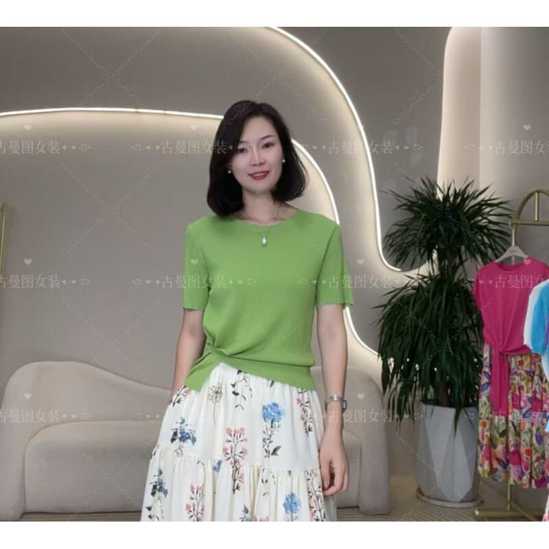 春夏新款下摆斜扣显瘦百搭针织衫5226