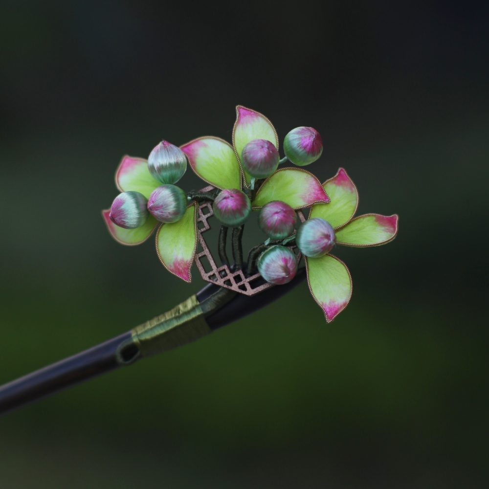 【醉青梅】非遗桑蚕丝绒花浆果青梅发簪日常
