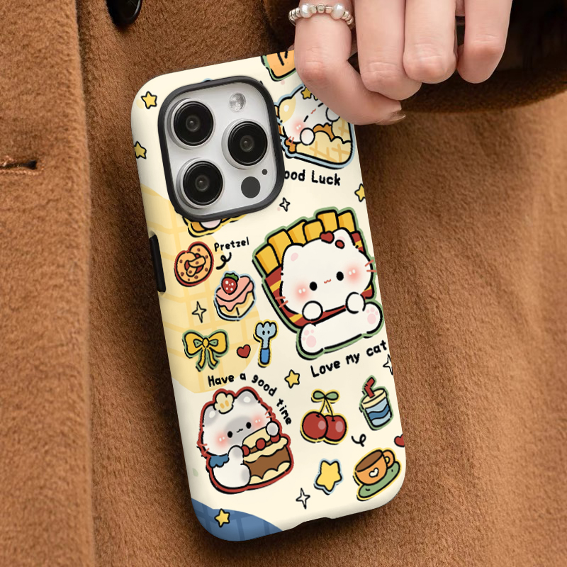 可爱猫咪苹果16手机壳iphone15pro华为14小米1312适用oppo女vivo