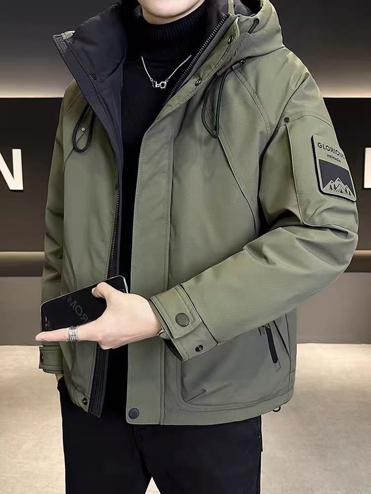 棉服时尚拉链连帽男士户外防寒潮流外套加厚保暖