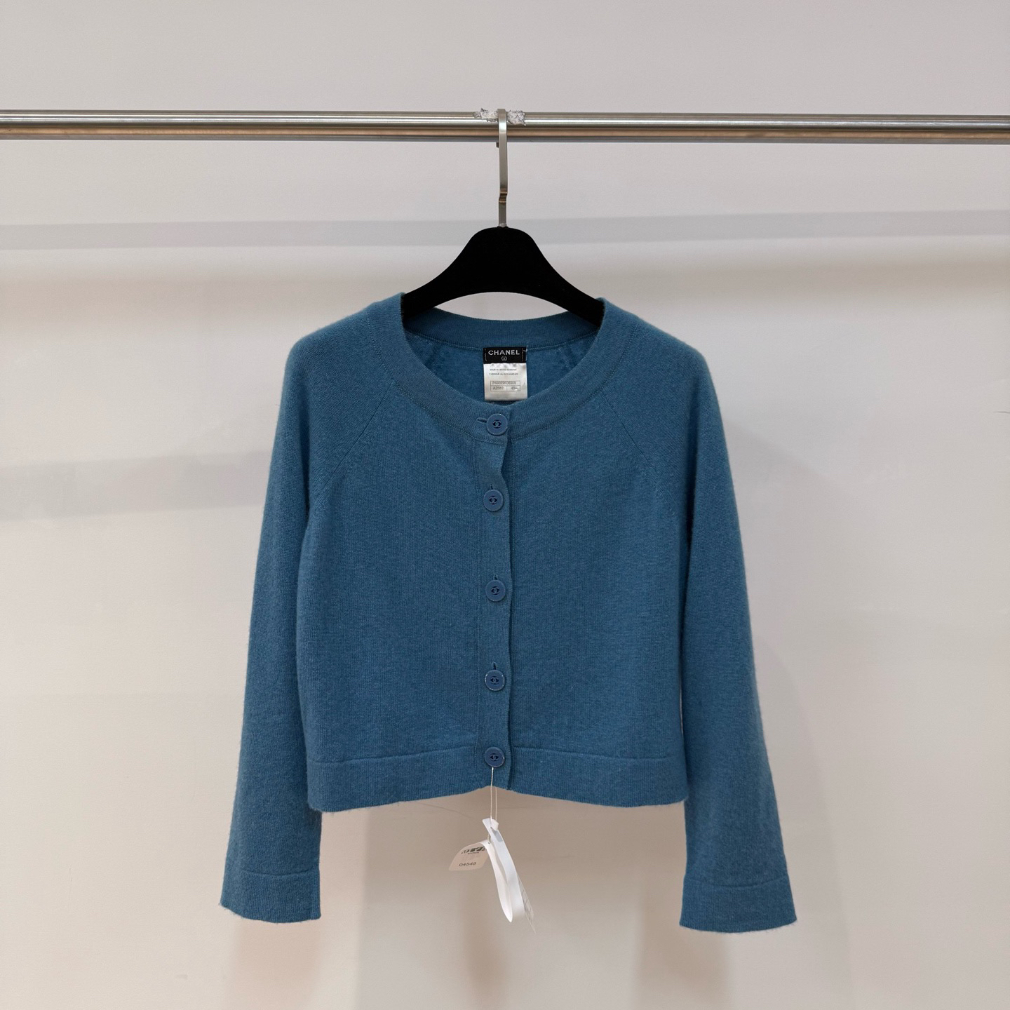 99新 Chanel/香奈儿 蓝色羊绒开衫40码 04548