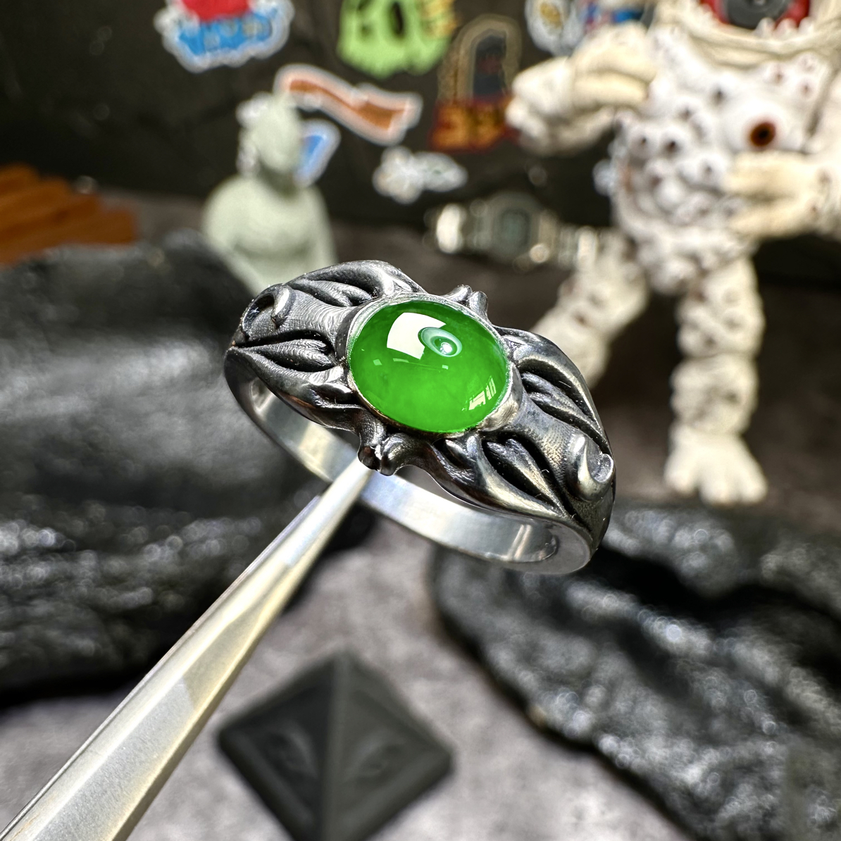 女妖 Witch 辣阳绿复古戒指 天然缅甸翡翠 贡山商店