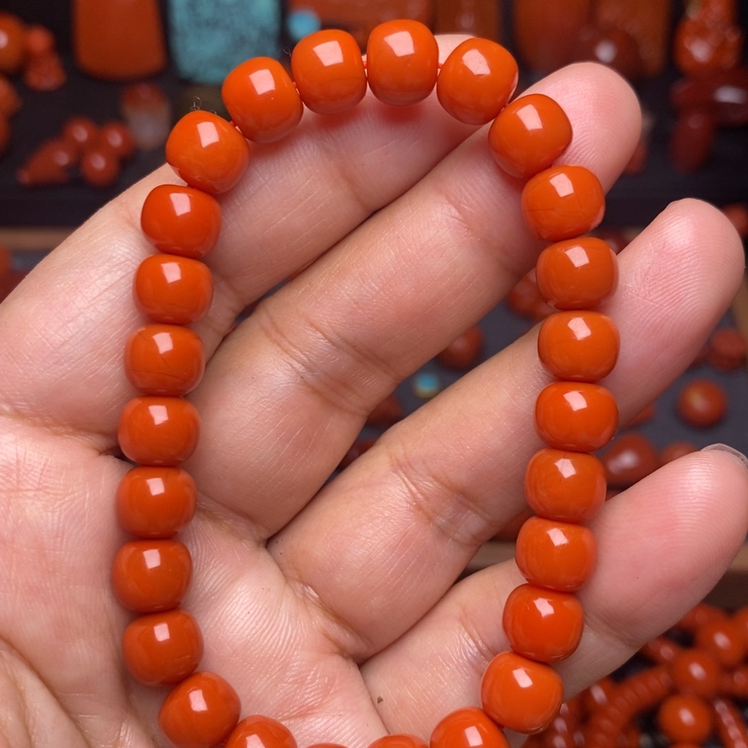 南红玛瑙配饰未镶嵌老型手串