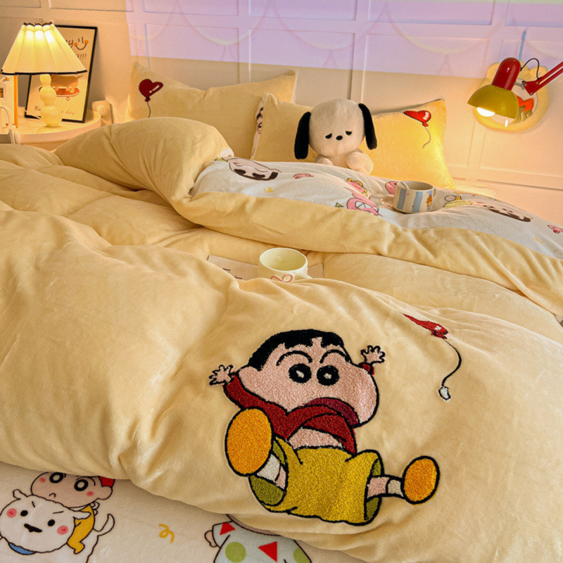 慢生活家纺牛奶加厚奶绒可爱毛绒床上用品床单被套被罩加绒被网红