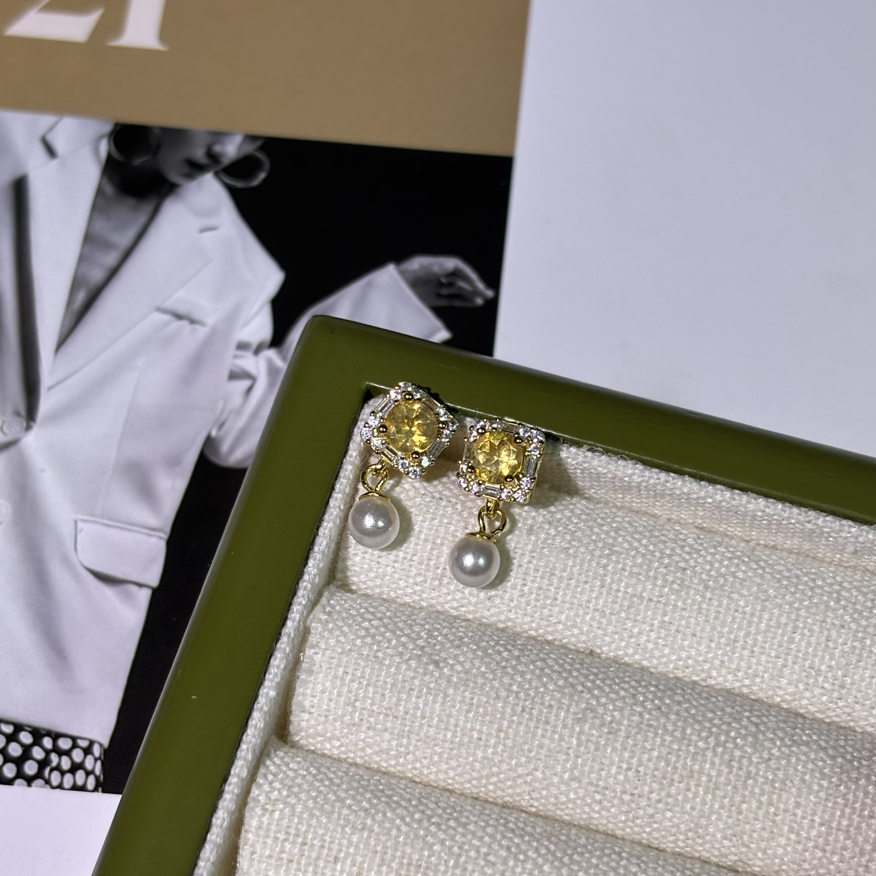 925银耳饰 天然黄水耳钉珍珠复古淑女轻奢轻熟百搭气质