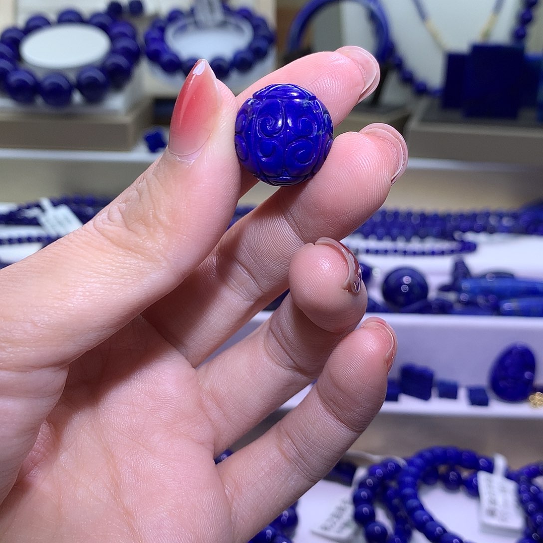 青金石未镶嵌天然原矿回纹珠16.9 m