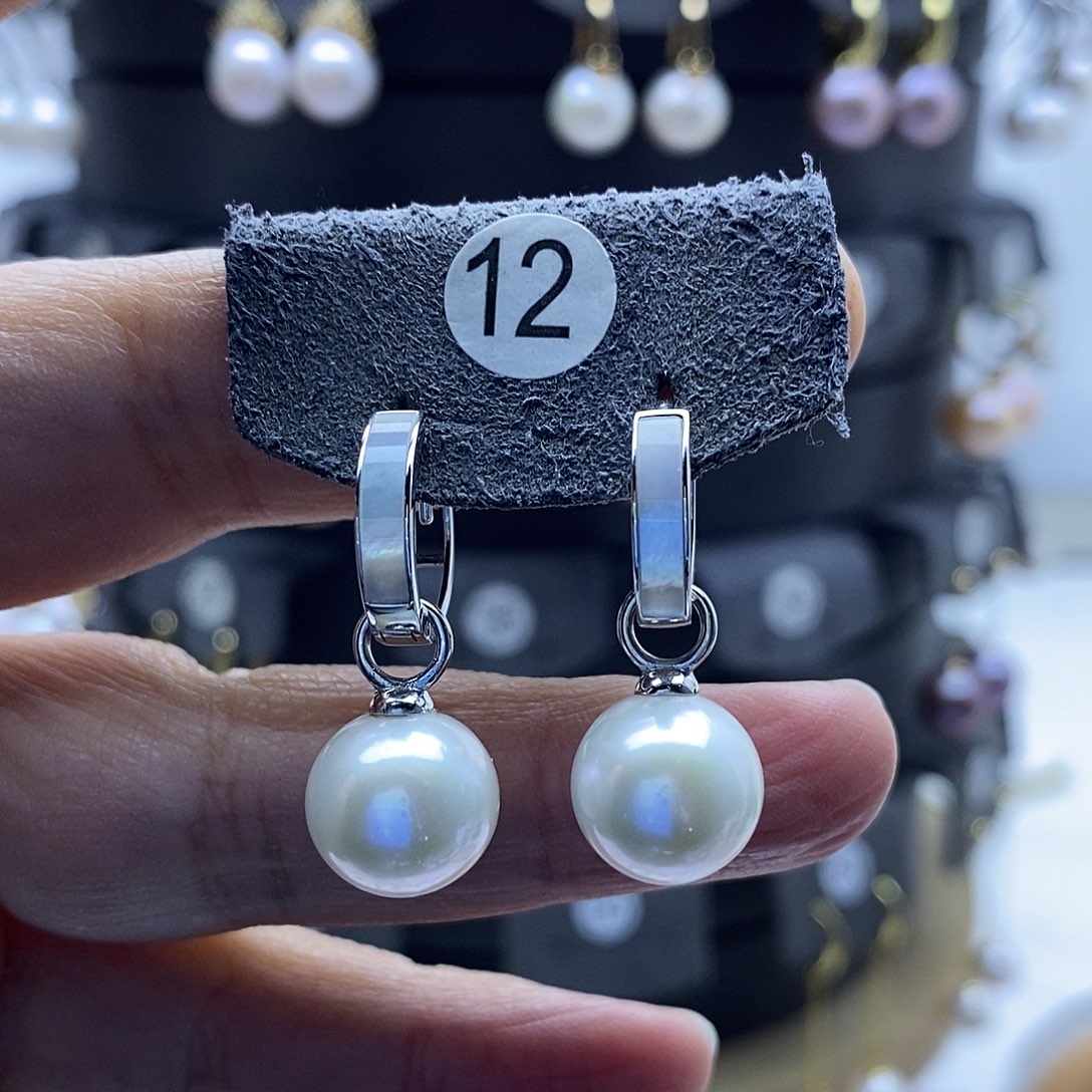 淡水珍珠耳饰银S925镶嵌