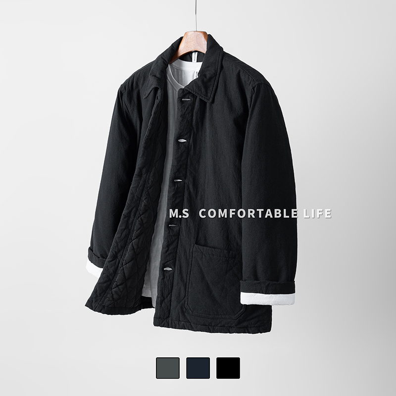 棉服休闲保暖男士中长款男士新中式棉外套棉衣加厚