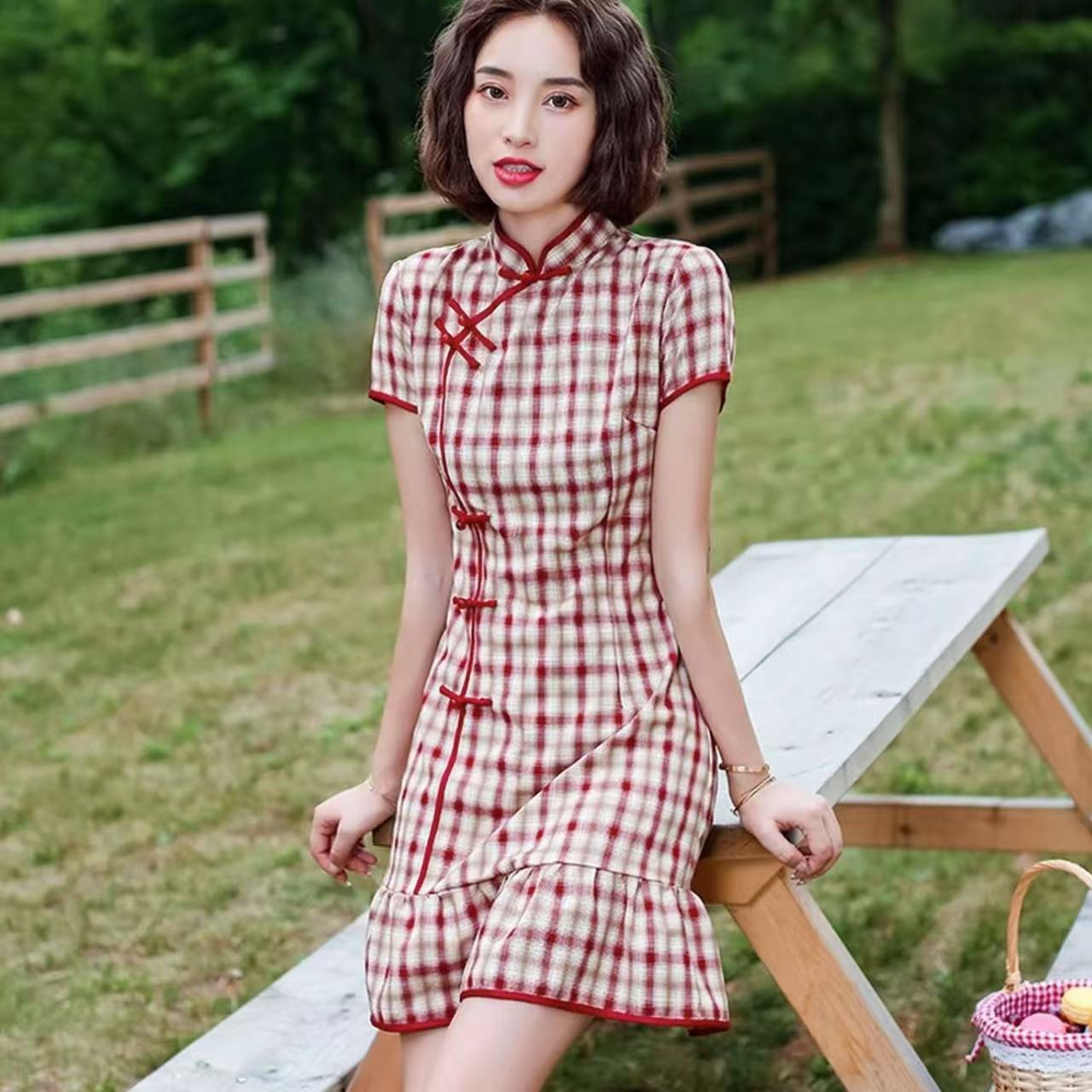 【幻彩SJ】NN547-时尚女装设计感连衣裙法式收腰轻奢气质显瘦小众