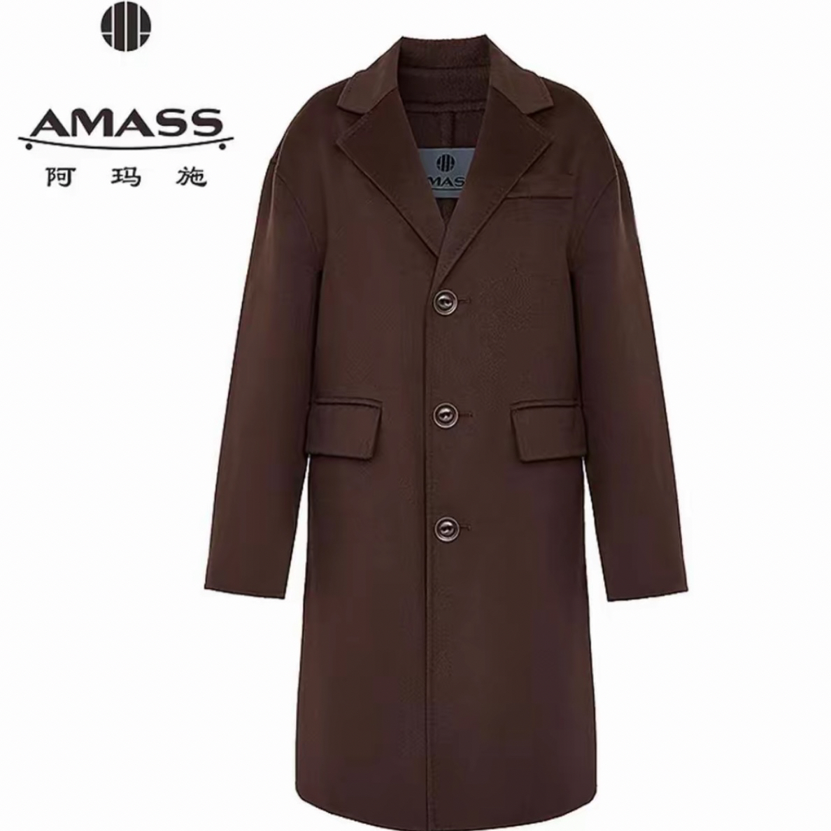 AMASS/阿玛施540058秋冬新款女轻奢风中长款双面呢绵羊毛大衣外套