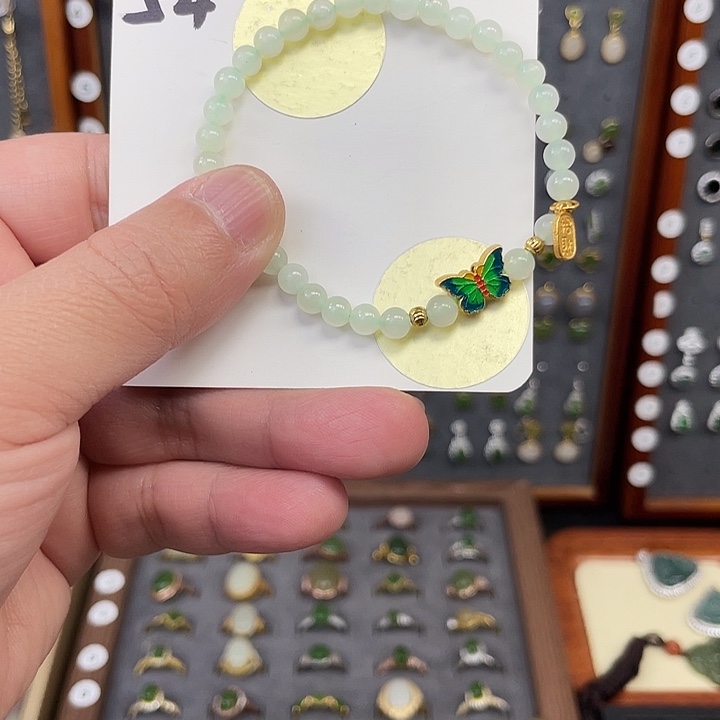 和田玉手链银S925镶嵌和田玉54