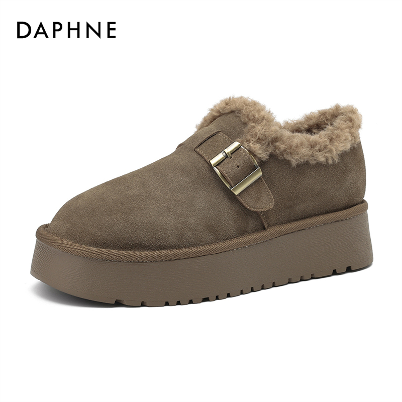 Daphne/达芙妮加绒勃肯鞋棉鞋女款2024新款秋冬季保暖棉靴雪地靴 