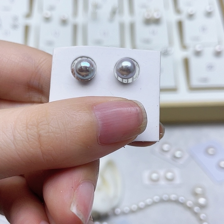 海水珍珠耳饰银S925镶嵌H****?