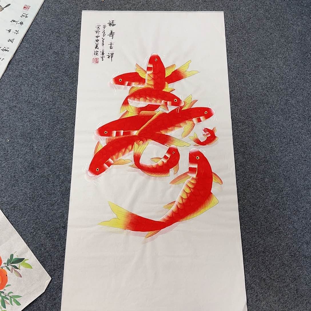 国画尺寸50X100手绘作品 