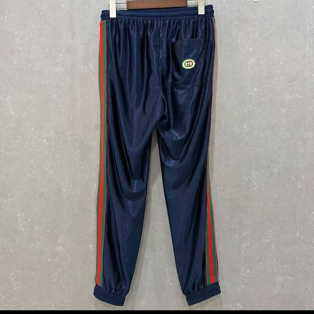 99新 GUCCI/古驰 葡萄籽奢潮/红绿条纹刺绣长裤/M码