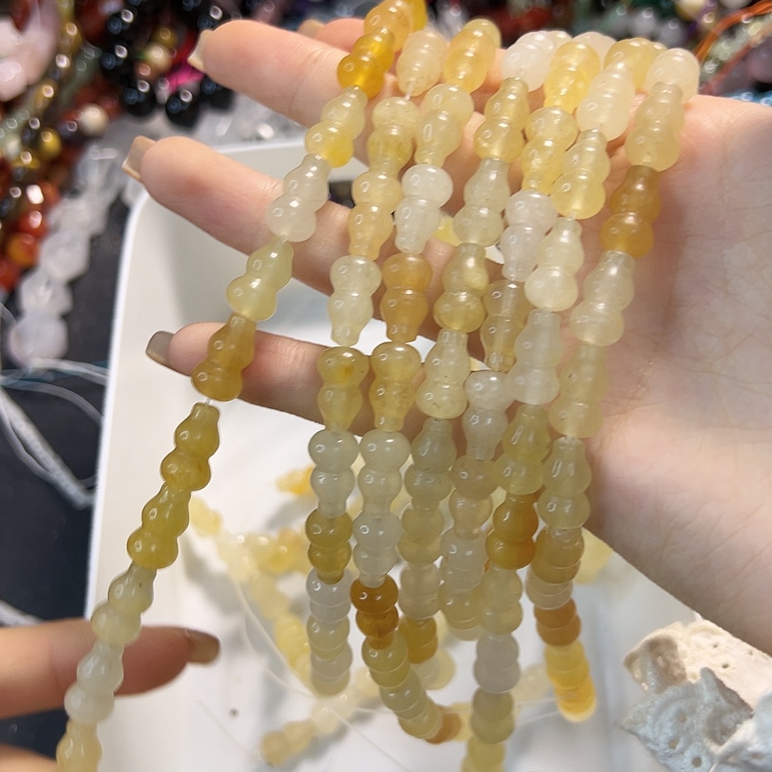 玛瑙/玉髓未镶嵌珠宝半成品金丝玉葫芦一条