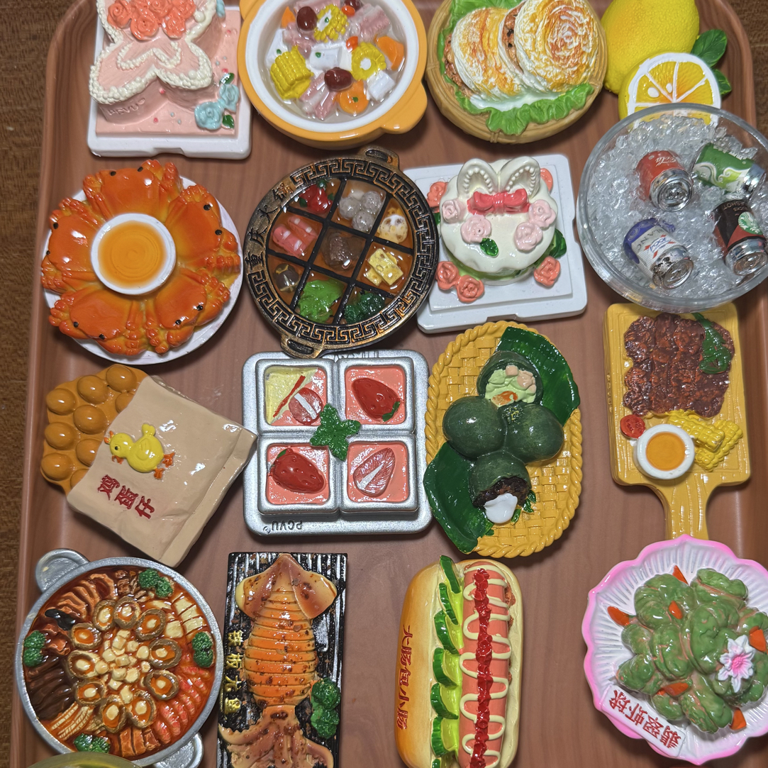 （平拆 不对碰）3D立体仿真全国各地小吃美食磁吸冰箱贴装饰摆件