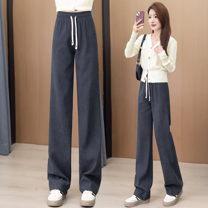 秋冬季阔腿裤女加绒加厚高腰显瘦直筒裤保暖宽松大码外穿休闲裤子