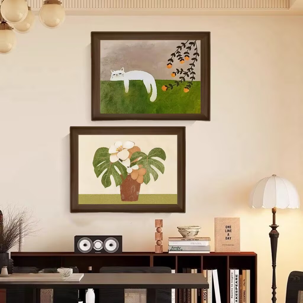 喵趣横生小猫咪动物绿植花卉餐厅卧室装饰画